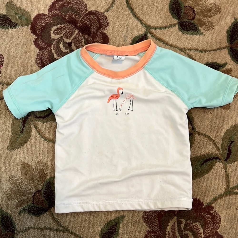 Janie and Jack baby flamingo swim shirt 6-12